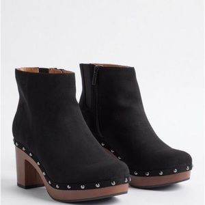 Studded Clog Bootie - Faux Suede Black (WW)